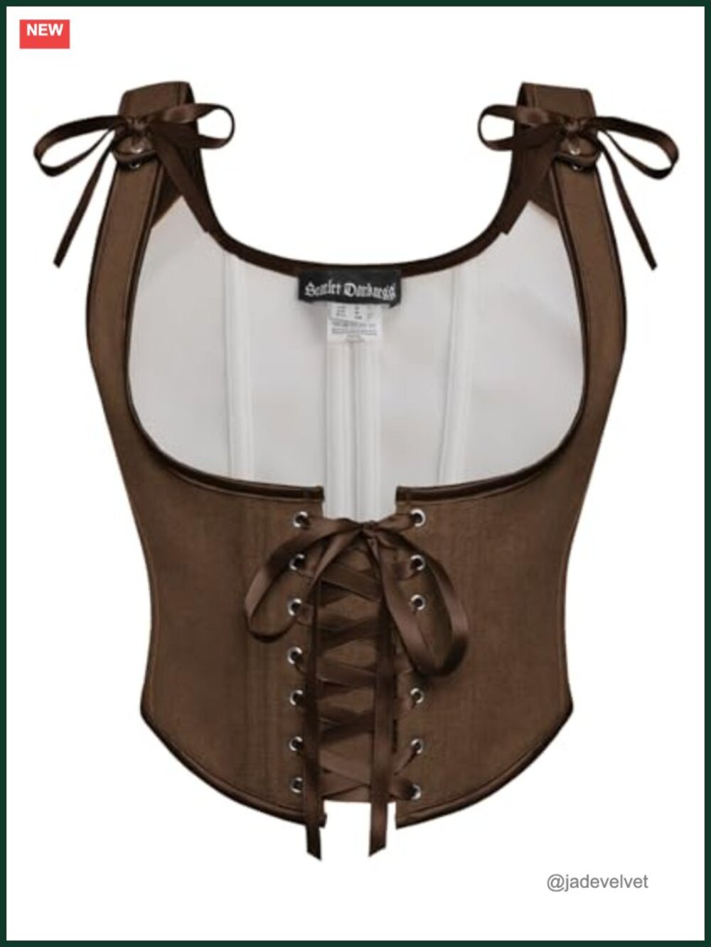 Boned Underbust Corset Top Lace-Up Front Zip Side Tie-Shoulders